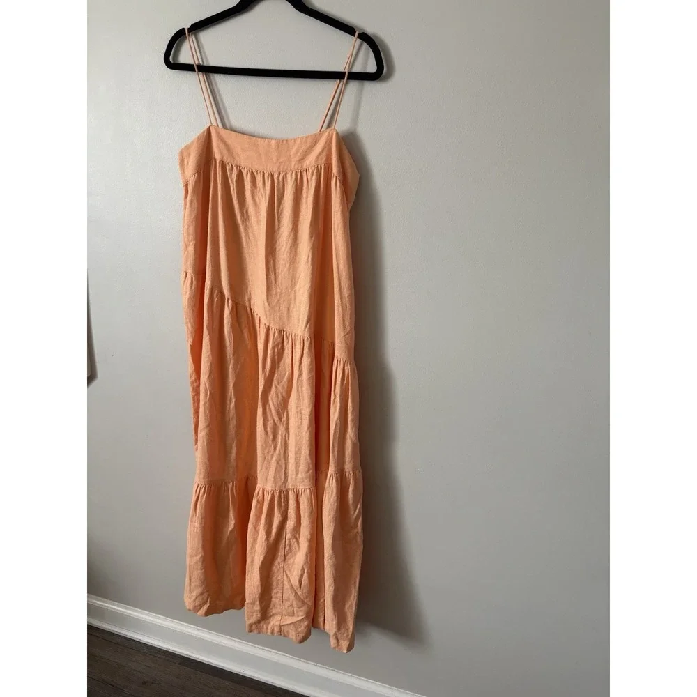 Women's Abercrombie & Fitch Spaghetti Strap Linen Blend Maxi Dress Fit&Flare SzM